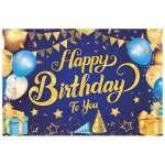 Blue/Gold (70.8" x 47.2")Happy Birthday Backdrop/ 6pcs