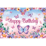 Butterfly (70.8" x 47.2")Happy Birthday Backdrop/ 6pcs