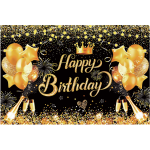 Black/Gold (70.8" x 47.2")Happy Birthday Backdrop/ 6pcs