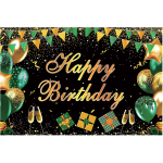 Green/Black (70.8" x 47.2")Happy Birthday Backdrop/ 6pcs
