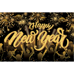 Gold/Black (70.8" x 47.2")Happy New Year Backdrop/ 6pcs