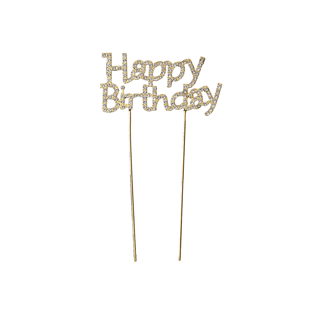 CAKE-1110 Gold Happy Birthday Cake topper/dz - Image 1