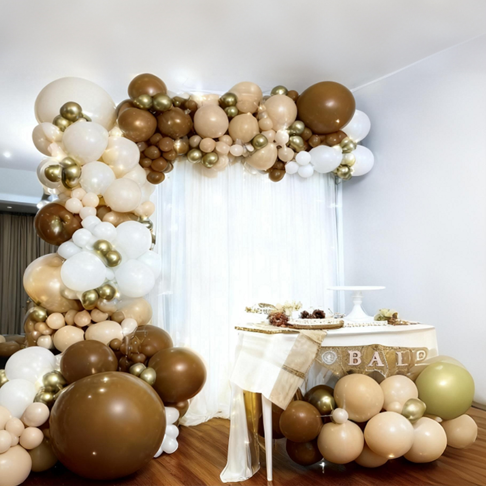 BNC-875 White/Ivory/Brown Balloon Garland Arch Kit/set - Image 1