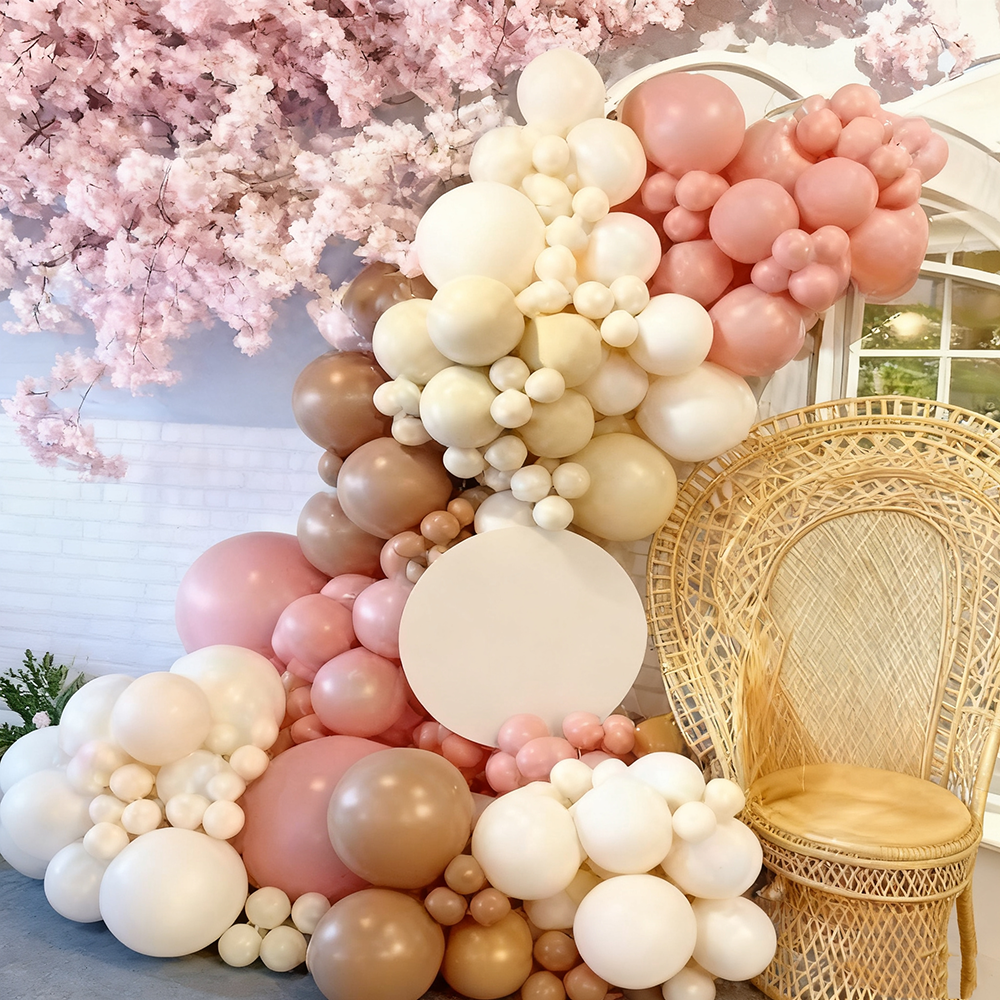 BNC-878 Ivory/Pink/Brown Balloon Garland Arch Kit/set - Image 1