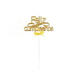 Feliz Cumpleanos Plastic Cake Topper/dz (SL/GD)