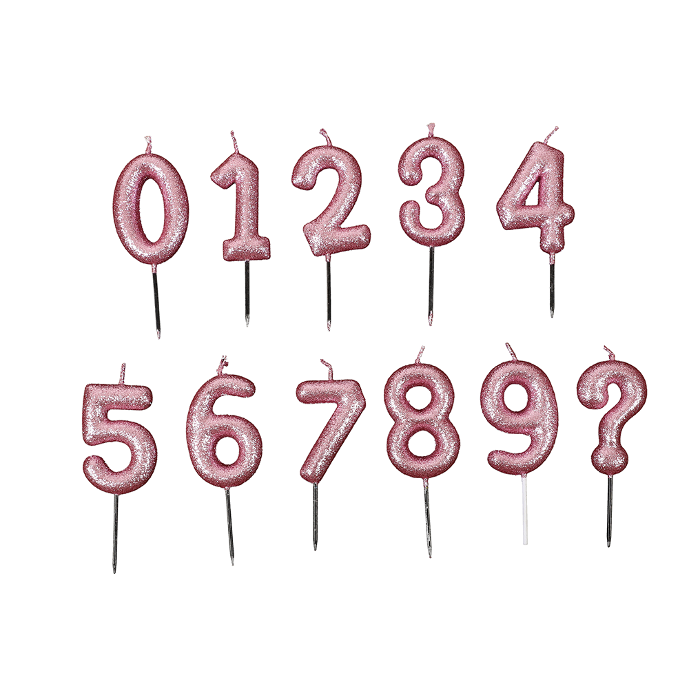 CDL-66020PK.png Pink/Blue #0-9 Number Candles W/Glitter /dz - Image 1
