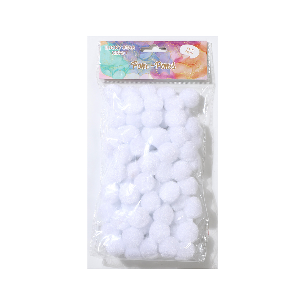 CRAFT-006 1" (25mm) Pom-Poms x80 Asst Colors/dz - Image 1