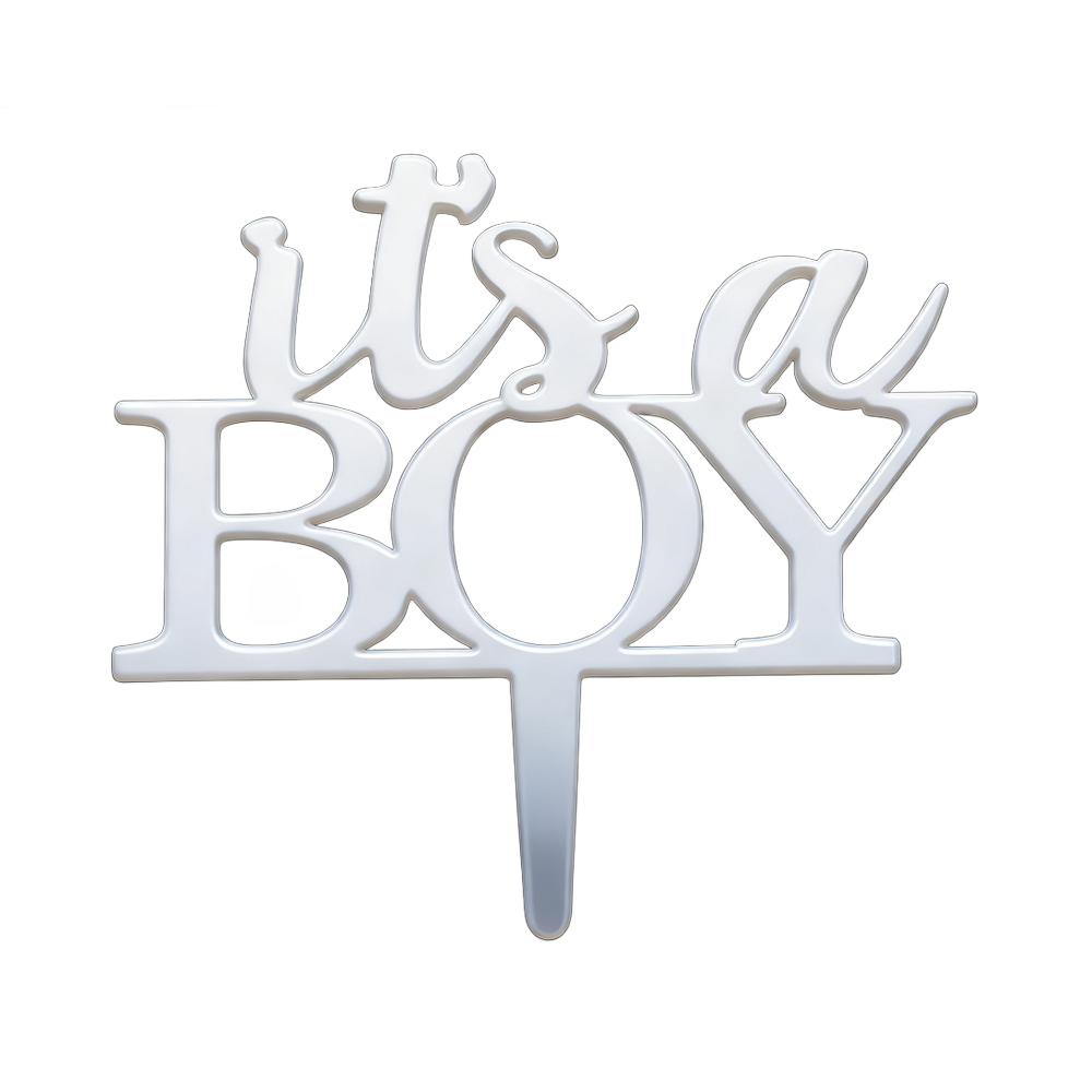 DAN-402 "It's a Boy" Mirrored Acrylic Cake Toppers/dz - Image 1
