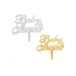 Baby Shower Mirrored Acrylic Cake Toppers/dz