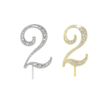 3.75" #1-0 Rhinestone Cake Toppers/6pcs - Image 3
