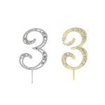 3.75" #1-0 Rhinestone Cake Toppers/6pcs - Image 4