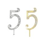 3.75" #1-0 Rhinestone Cake Toppers/6pcs - Image 6
