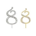 3.75" #1-0 Rhinestone Cake Toppers/6pcs - Image 9
