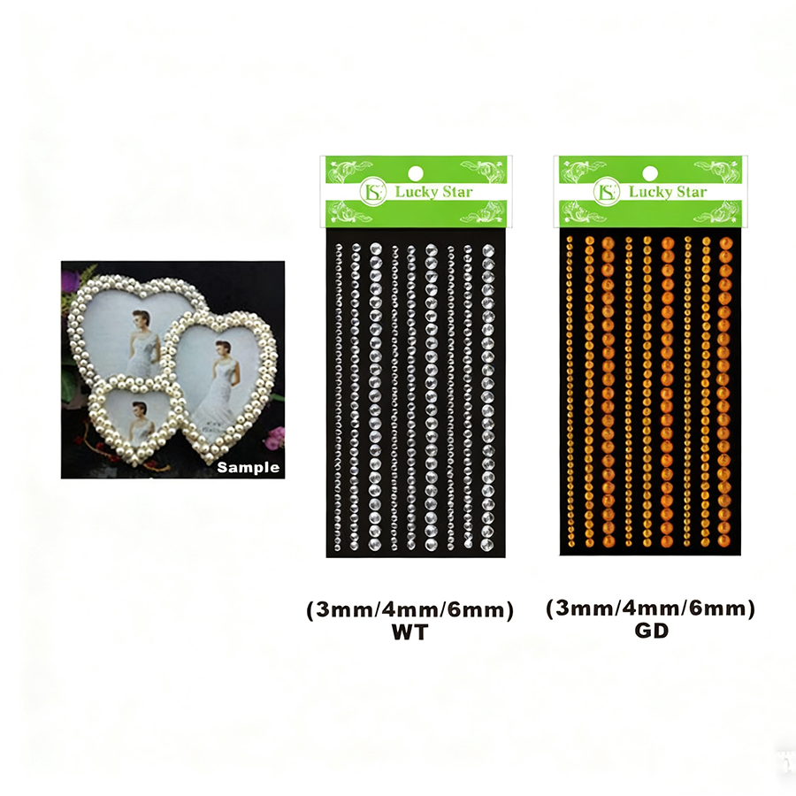 DAS-112 Rhinestone Assortment Stickers/dz (WT/GD) - Image 1