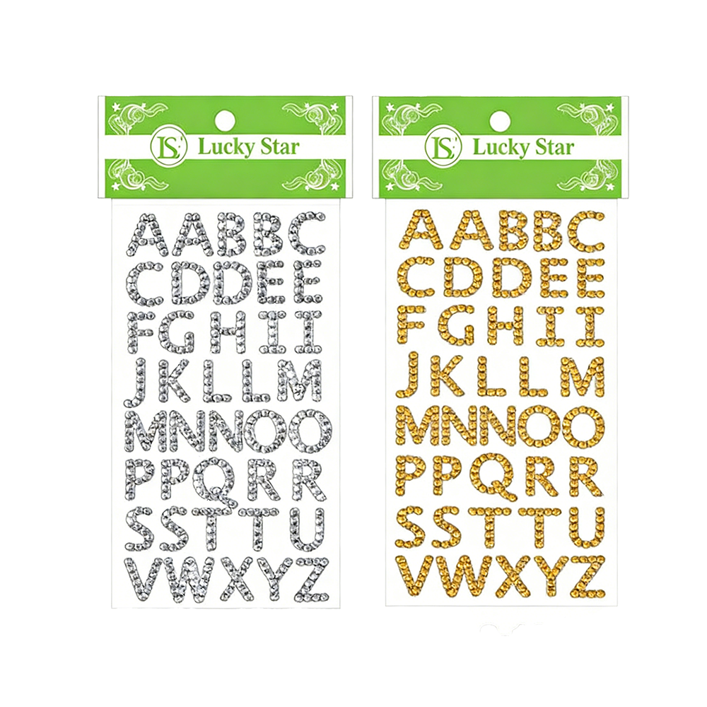 DAS-122 Rhinestone Letter Stickers/dz (WT/GD) - Image 1