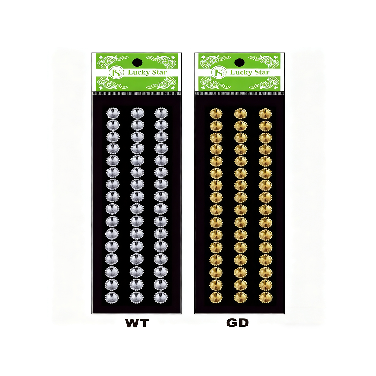DAS-210 12mm Rhinestone Stud Stickers/dz (WT/GD) - Image 1