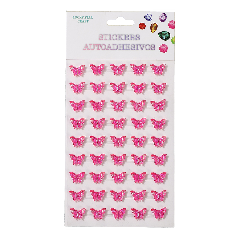 DAS-24720PK.png Pink/White Butterfly Sticker/dz - Image 1
