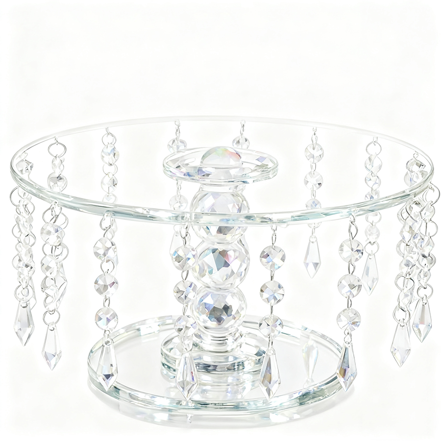 GCP-005 11" x 6" Crystal Beaded Glass Cake Stand/pc * Sale * - Image 1
