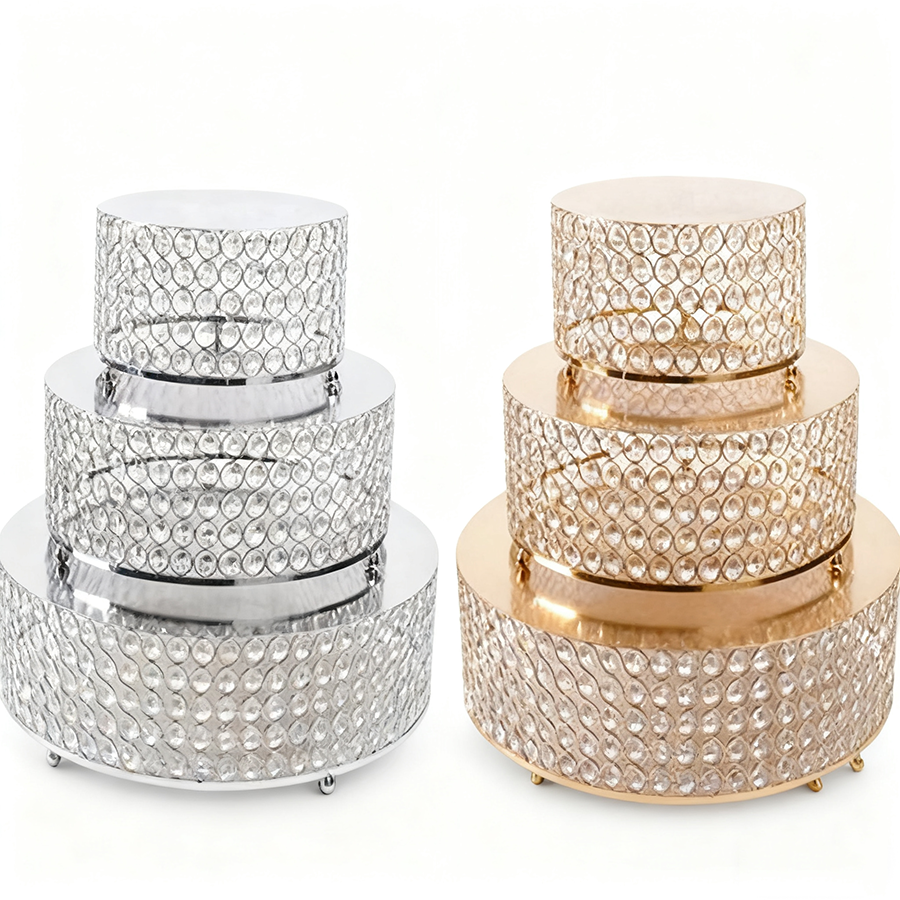 GCP-014 (10"x6", 13.75"x6", 17.75"x6") Crystal Beaded Cake Stand, 3 pcs/Set - Image 1