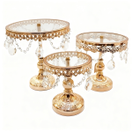 (7", 9", 10.5") 3 Tier Chandelier Round Cake Plate Stand, 3pcs/Set