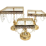 3 Tier (7.5"x7", 9"x8.5", 10.5"x10.5") Chandelier Square Cake Plate Stand, 3pcs/Set
