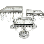 3 Tier (7.5"x7", 9"x8.5", 10.5"x10.5") Chandelier Square Cake Plate Stand, 3pcs/Set - Image 2