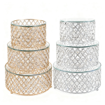 (9.75"x5.5", 11.75"x5.5", 13.75"x5.5") Crystal Beaded Cake Stand, 3 pcs/set (No Shipping)