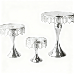 (7", 9", 11") 3 Tier Chandelier Round Cake Plate Stand, 3pcs/Set - Image 2