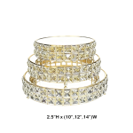 (10", 12", 14") Crystal Beaded Cake Stand, 3 pcs/Set (GD)