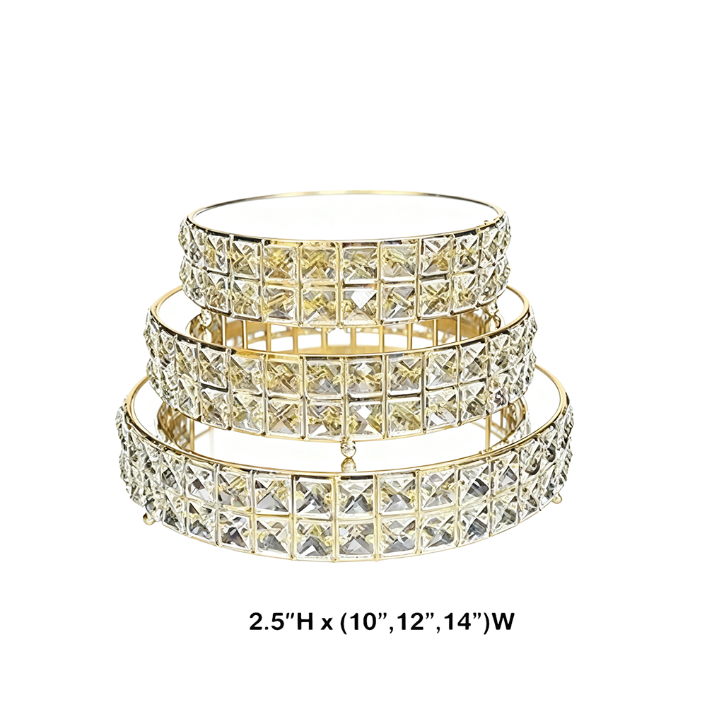 GCP-122-GD (10", 12", 14") Crystal Beaded Cake Stand, 3 pcs/Set (GD) - Image 1