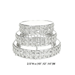 (10", 12", 14") Crystal Beaded Cake Stand, 3 pcs/Set (GD) - Image 2