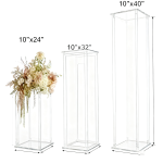 8"x23.5"/31.5",8.5"x39" Acrylic Pillar Centerpiece Stand (3pcs/set)