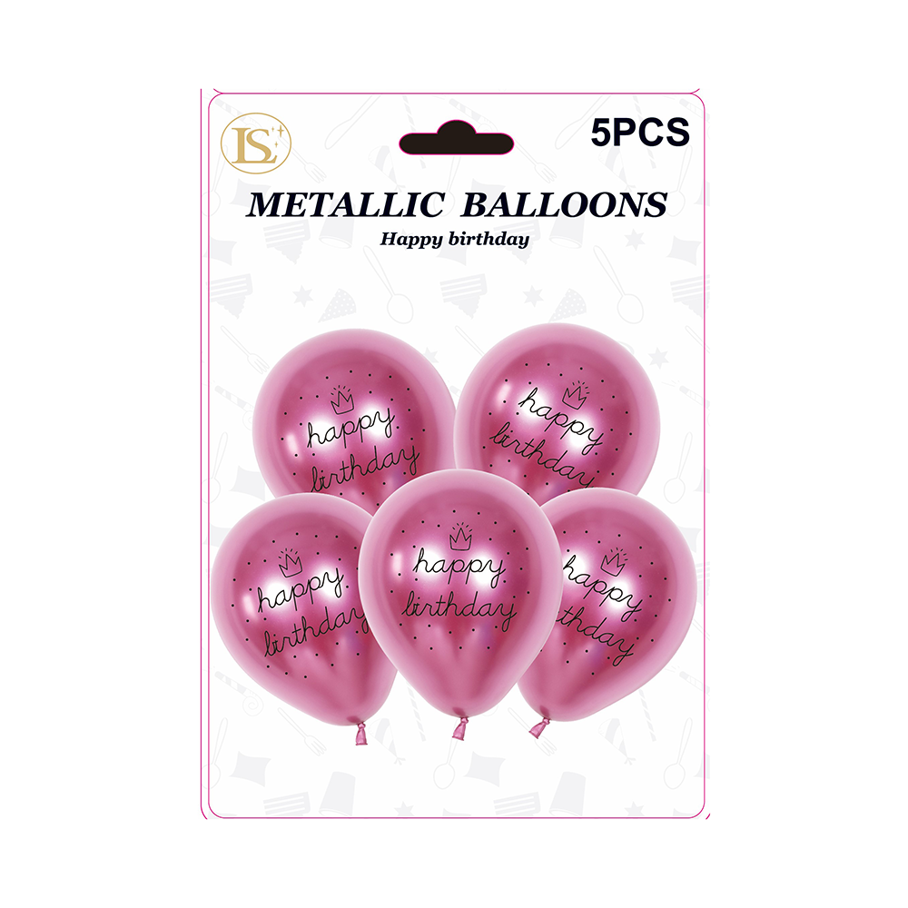 HBN-15 FU 12" Metallic Birthday Balloons,5 pcs/pack (12 packs) - Image 1