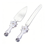 Cake Knife Set w Pearl and Rhinestone Flower/set