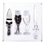 Decorative Rhinestone Stud Globlet w Cake Knife/Set