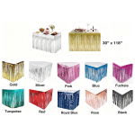 (30" x 118") Metallic Foil Fringe Table Skirt/dz