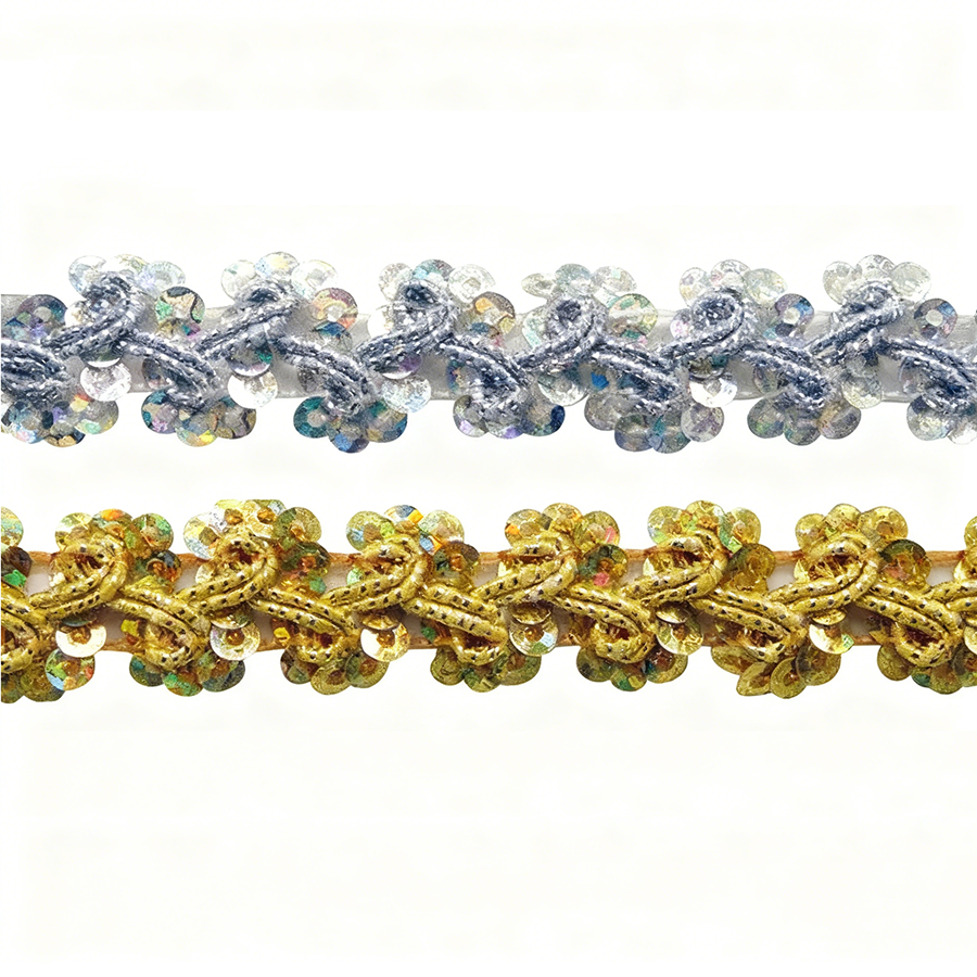 NL-908 Scroll Sequin Lace Trim/25yds - Image 1