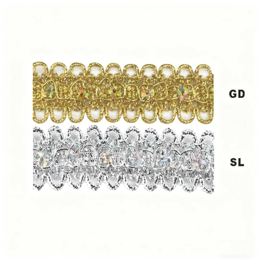 NL-921 Scroll Sequin Lace Trim/25yds - Image 1