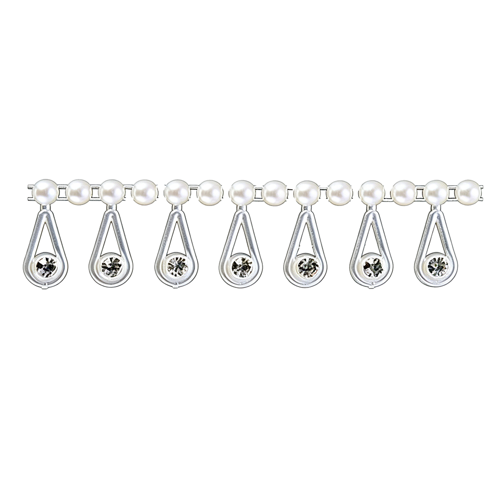 NLP-109 Tear Drop Pearl w.Diamond Trimming /10yds - Image 1
