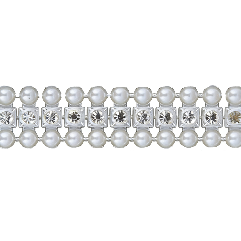 NLP-112 Pearl Rhinestone Chain Trims/10yds - Image 1