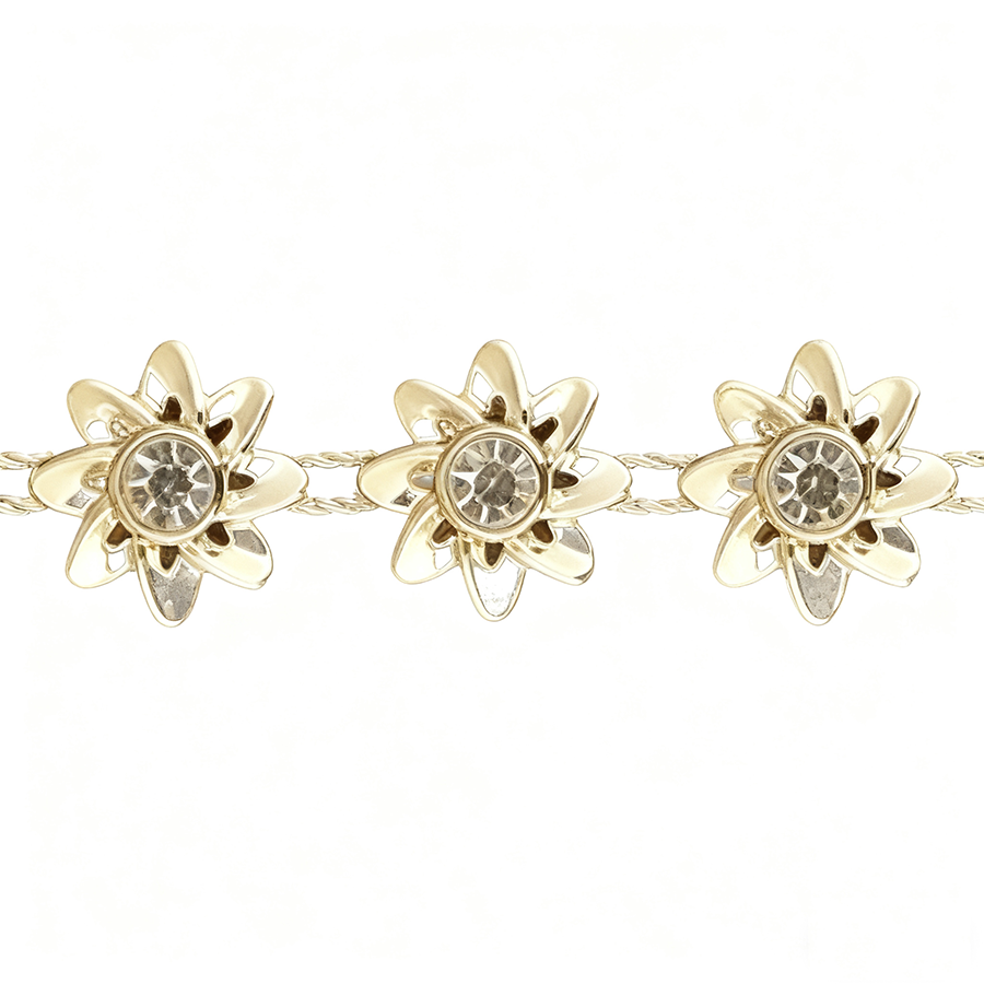 NLP-121-GD Flower Shape with Diamond Trimming/10yds - Image 1