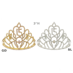 3"H  Tiara#15/pc (SL/GD)