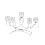 21" x 16" 5 Arm Crystal Beaded Horizontal Table Standing Candelabra Candle Holder/pc - Image 2