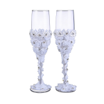 9" Rhinestone Rose Goblet/Set