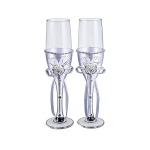 9" Rhinestone Rose Flower Goblet/Set