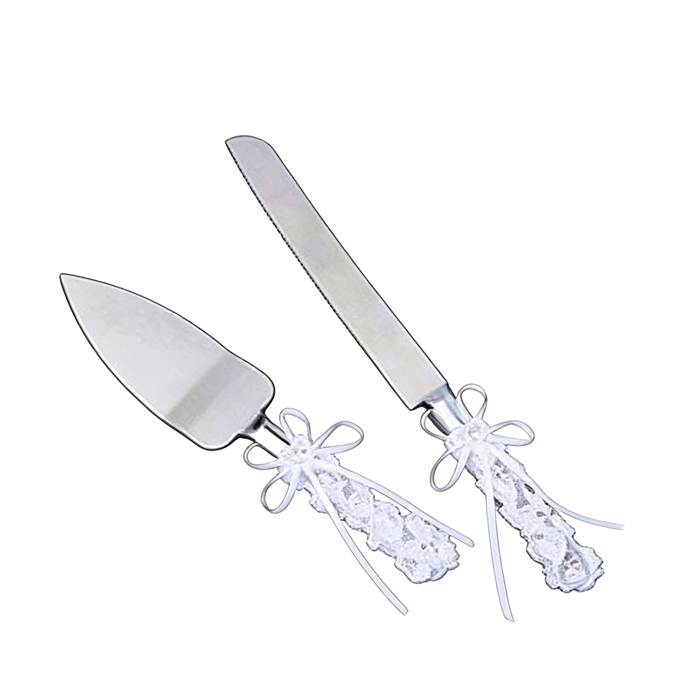 LWED-601 Cake Knife Set w.Rhinestone Rose/set - Image 1