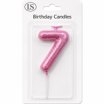 Pink #7 Number Candle