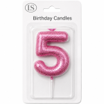 Pink #5 Number Candle