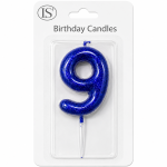 Royal Blue #9 Number Candle