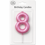 Pink #8 Number Candle